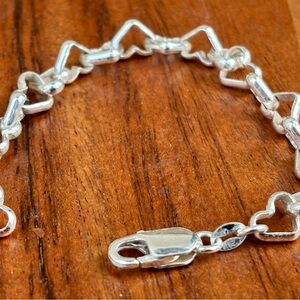 925 Sterling Silver Heart Link Bracelet – Solid Silver Chain
